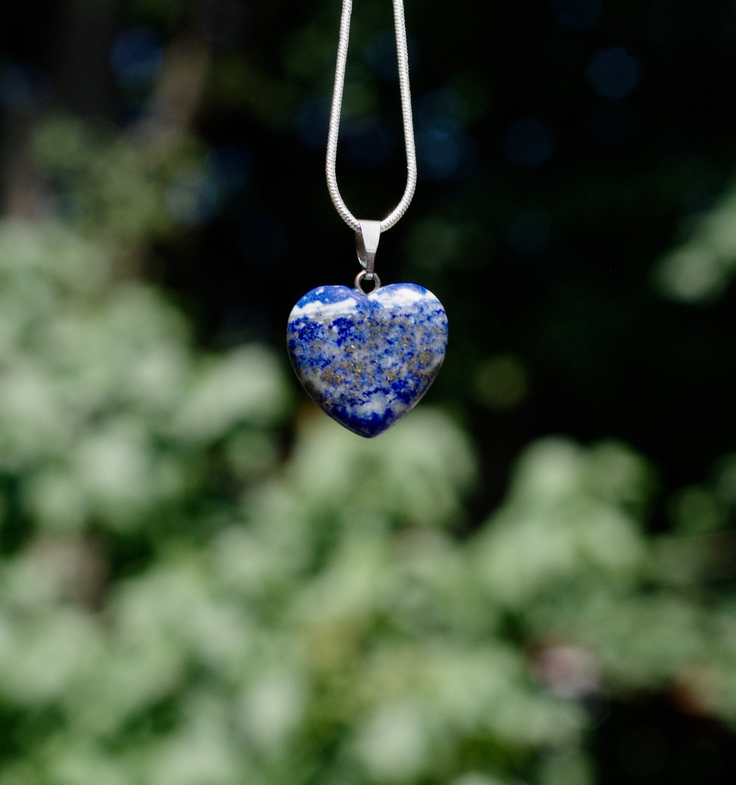 Lapis Lazuli Stone Heart Pendant Necklace on a Sterling Silver | Etsy