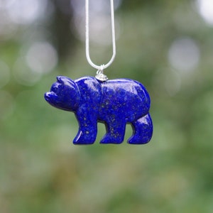 Lapis Lazuli Polar Bear Necklace Stone Bear Necklace Blue Bear image 6