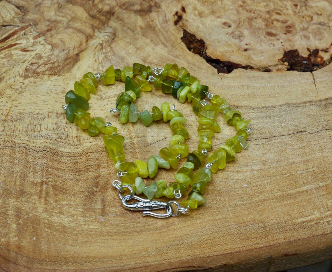 Men's Lemon Jade Chip Stone Necklace Unisex Jewellery Etsy Canada