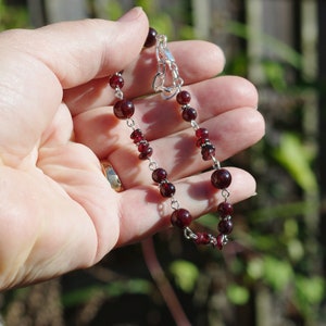 Garnet Stone Bracelet Deep Red Stones January Birthstone image 4