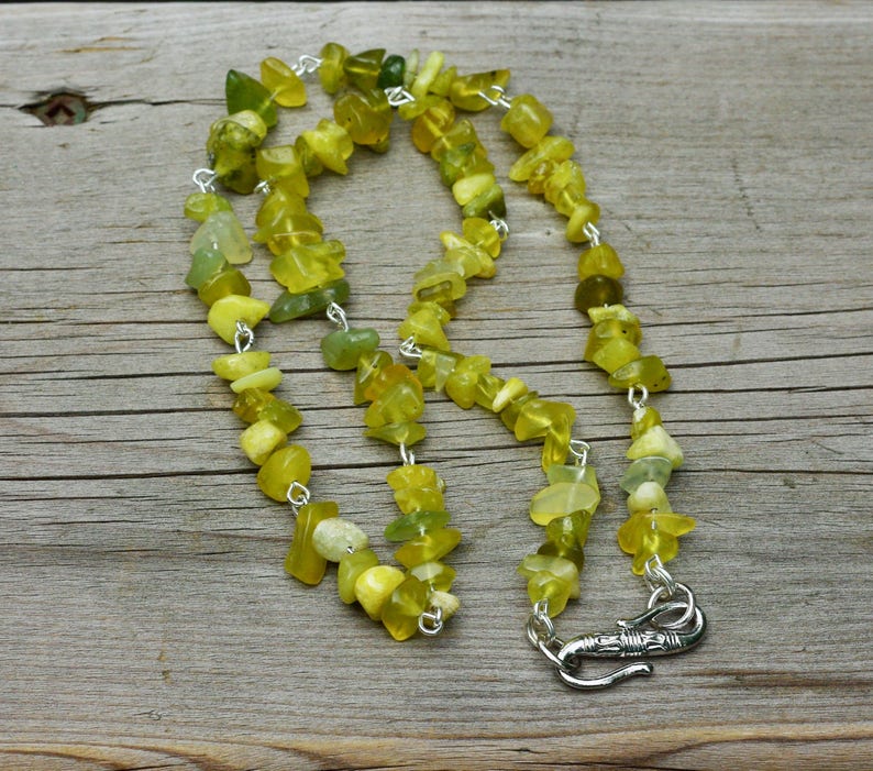 Men's Lemon Jade Chip Stone Necklace   Unisex Jewellery  image 0