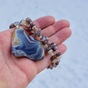 Botswana Agate Pendant Freeform Slice Stone Unisex Stone Necklace One of a Kind OOAK image 4