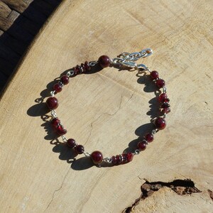 Garnet Stone Bracelet Deep Red Stones January Birthstone image 6