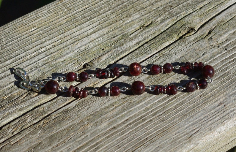 Garnet Stone Bracelet Deep Red Stones January Birthstone image 3