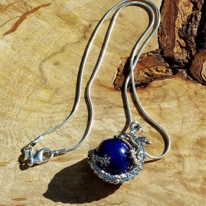 Lapis Lazuli Dragon Pendant on a Sterling Silver Chain Blue Stone Dragon Healing Crystal Chinese New Year image 4