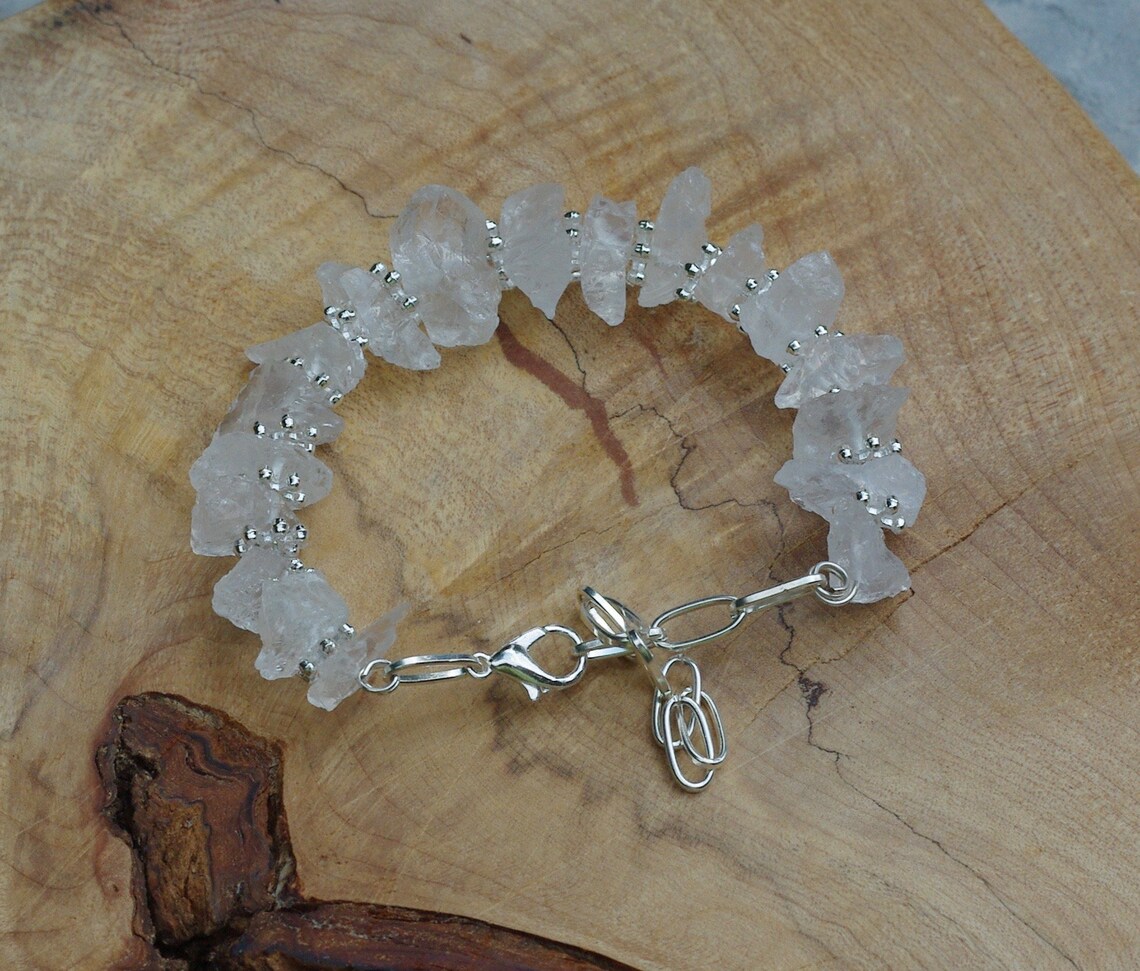 Raw White Quartz Bracelet Clear Crystal One of a Kind Etsy
