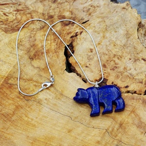 Lapis Lazuli Polar Bear Necklace Stone Bear Necklace Blue Bear image 2