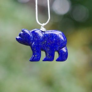 Lapis Lazuli Polar Bear Necklace Stone Bear Necklace Blue Bear image 5