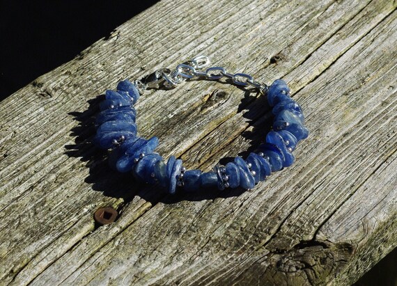 Kyanite Stone Bracelet: Ice Blue Bohemian Healing Jewelry