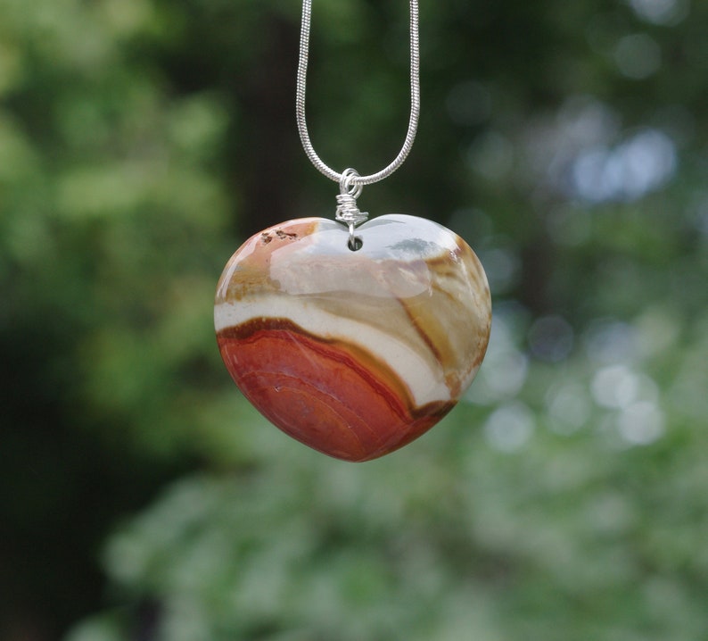 Mookaite Jasper Heart Necklace  Australian Stone Pendant  image 0