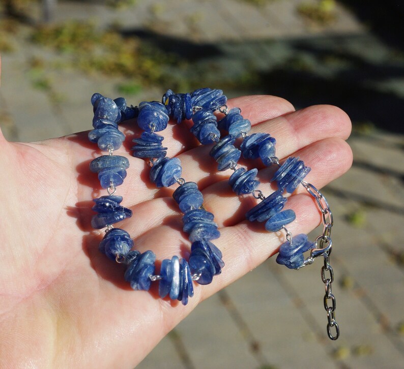Kyanite Necklace Denim Blue Stones Raw Crystals image 3