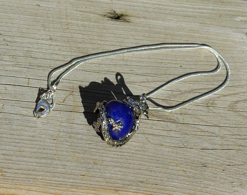Lapis Lazuli Dragon Pendant on a Sterling Silver Chain Blue Stone Dragon Healing Crystal Chinese New Year image 9