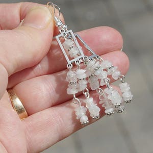 Moonstone Chandelier Earrings Iridescent Chip Stones image 5