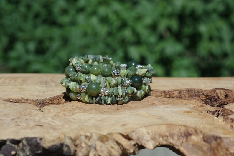 Jade Statement Bracelet  BC Nephrite Jade  Green Stone Wrap image 0