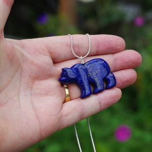 Lapis Lazuli Polar Bear Necklace Stone Bear Necklace Blue Bear image 4