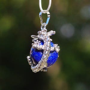 Lapis Lazuli Dragon Pendant on a Sterling Silver Chain Blue Stone Dragon Healing Crystal Chinese New Year image 8