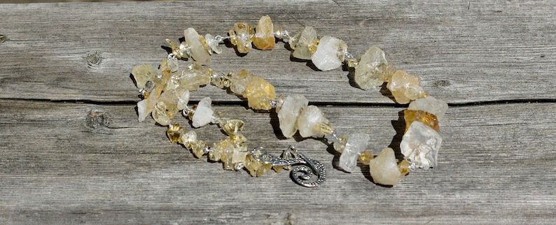 Raw Citrine Stone Necklace  Statement Necklace   Sunshine image 0