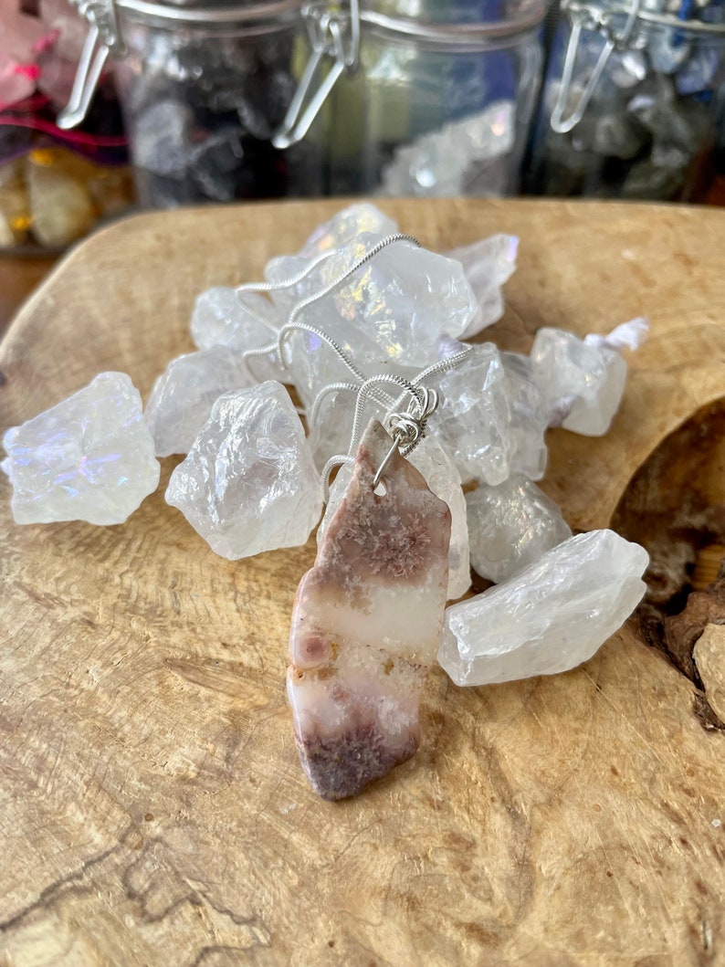 Freeform Stone Necklace Mexican Crazy Lace Agate Pendant Natural Gemstone Healing Crystal image 4