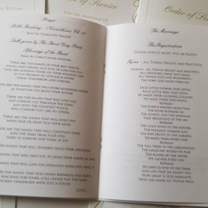 Wedding Order of Service Booklet, Wedding Stationery, Church Wedding ...