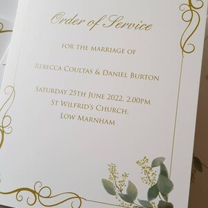 Wedding Order of Service Booklet, Wedding Stationery, Church Wedding ...