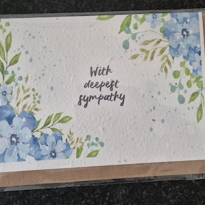 Tarjeta de condolencia plantable, tarjeta de semillas plantable, tarjeta de semillas de flores silvestres, ecológica, tarjeta de papel con semillas, amigable con las abejas, tarjeta con semillas,