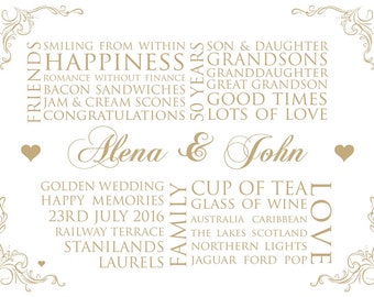 Golden Wedding Anniversary gift, wedding anniversary gift, personalised gift, silver wedding, Keepsake gift, anniversary gift, 50 years