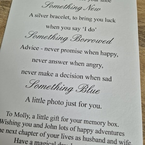 Carta a la novia, carta personalizada para la novia, día de la boda de la mejor amiga, tarjeta de boda para una amiga, consejos para la novia, tarjeta para una amiga novia,