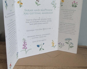 Plantable wedding invitation, personalised wedding invitation, floral invitation, pretty invitation, wildflower invite, spring wedding,