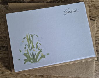 Pack of 10 notelets, note cards, letter writing, a note to you, floral notelets, notelets with envelopes, notelets packs, snowdrop gift,