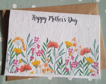 Planterbart morsdagskort, planterbart frökort, frökort med vilda blommor, miljövänligt, fröpapperskort, bivänligt, morsdagspresent,