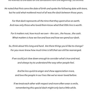 La poesia "The Dash" di Linda Ellis, mi manchi, lutto, arcobaleno, stampa del paradiso, una lettera alla mia famiglia, poesia sul dolore, poesia funebre,