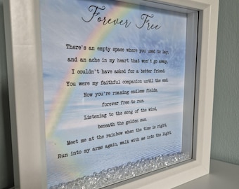 Poesia per sempre gratuita, lutto per un animale domestico, perdita di un cane, simpatia per un animale domestico, regalo commemorativo per un animale domestico, in memoria di, perdita di un animale domestico, ricordo del cane, ponte dell'arcobaleno,