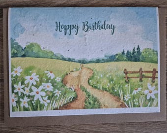 Plantable Birthday card, Wildflower Seed card, wild flower seed card, eco friendly, seed paper card, bee friendly, floral card, gardening,