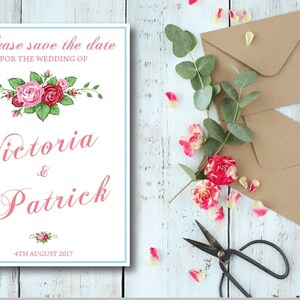 Floral personalisierte Hochzeit Save the Date, Hochzeit, Einladung, personalisierte Hochzeit einladen, Hochzeit Briefpapier, hübsche Save the Date