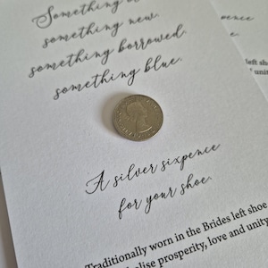 Silver sixpence, something old something new, bridal charm, bride to be gift, sixpence for her shoe, bridal shower, hen party gifts, lucky,