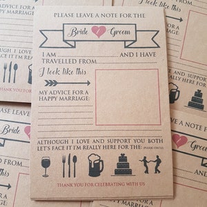 Formularios de consejos para la pareja casada, día de la boda, invitados a la boda, tarjetas de consejos para novios, tarjetas de palabras de sabiduría, regalos de boda,
