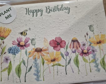Plantable Birthday Wildflower Seed card, plantable seed card, wild flower seed card, eco friendly, seed paper card, bee friendly, zero waste