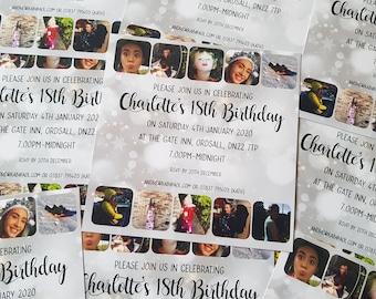 Photo Birthday Party invitations, surprise party, garden party, invites, personalised, 18th, 21st, 40th, 50th, 60th, 70th, birthday party,