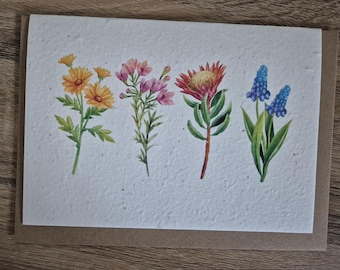 Wildflower Seed Card, Plantable Card for Gardener, plain card, blank card, wildflower card, plant me card, botanical plants, gardening gift,