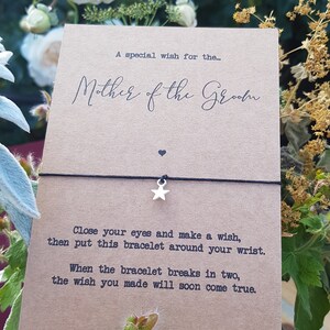 Mother of the Groom Wish bracelet, gift for her, cord bracelet, token gift, charm string bracelet, charm jewellery, jewellery for her,