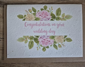 Plantable Wedding Day card, plantable seed card, wild flower seed card, eco friendly, seed paper card, bee friendly, seeded card,
