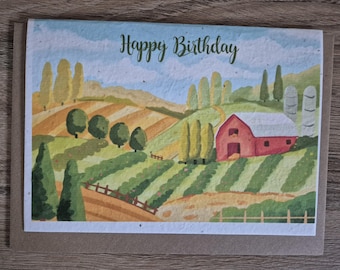 Plantable Birthday card, Wildflower Seed card, wild flower seed card, eco friendly, seed paper card, bee friendly, farming birthday card,