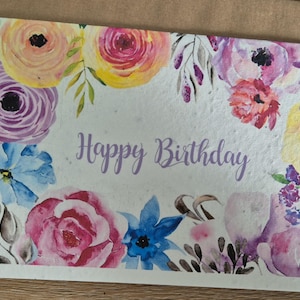 Cartão de aniversário personalizado para plantar, cartão de sementes de flores silvestres, cartão de sementes de flores silvestres, ecológico, cartão de papel com sementes, amigo das abelhas