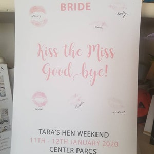 Kiss the miss goodbye, A4 print, engaged, hen party stationery, bride to be, wedding planning, hen party gift, gift for the bride,