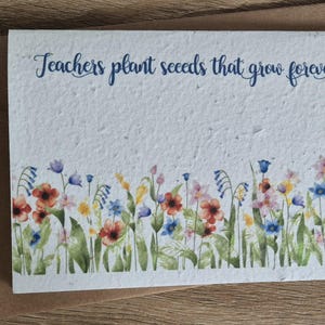 Carte de remerciement pour enseignant, carte pour graines à planter, carte pour graines de fleurs sauvages, écologique, carte en papier pour graines, carte pour graines, cadeau pour enseignant