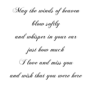 May the winds of heaven print, memorial print, digital print, digital download, funeral poem, loved ones in heaven, A4 print,