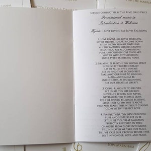 Wedding Order of Service Booklet, Wedding Stationery, Church Wedding ...