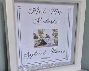 Wedding photo gift, personalised wedding gift, anniversary present, scatter crystal frame, wedding memory, wedding day gift, gift for them,
