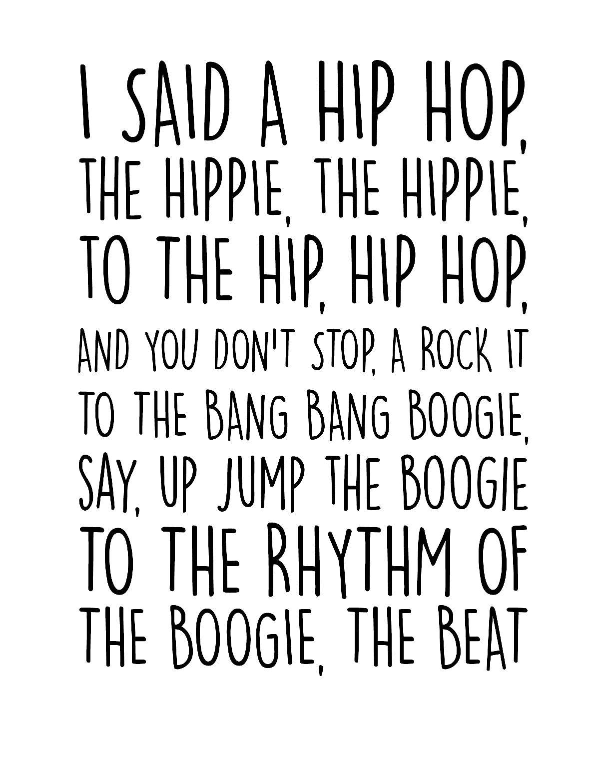 Rappers Delight A4 Print, Lyrics, Sugarhill Gang, Rap Music Lyrics