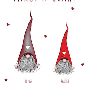 Fancy a gonk print, valentine&#39;s gift, gonk valentine, gnome theme, gift for her, gift for him, nordic gnome, personalised,